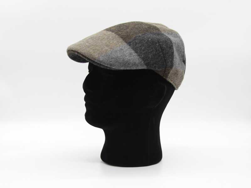 Cappello in lana classica quadrettata color fantasia fango taglia 58 uomo