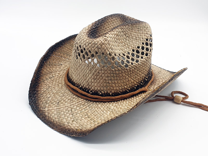Cappello in paglia stile Country Cowboy unisex con ala modellabile