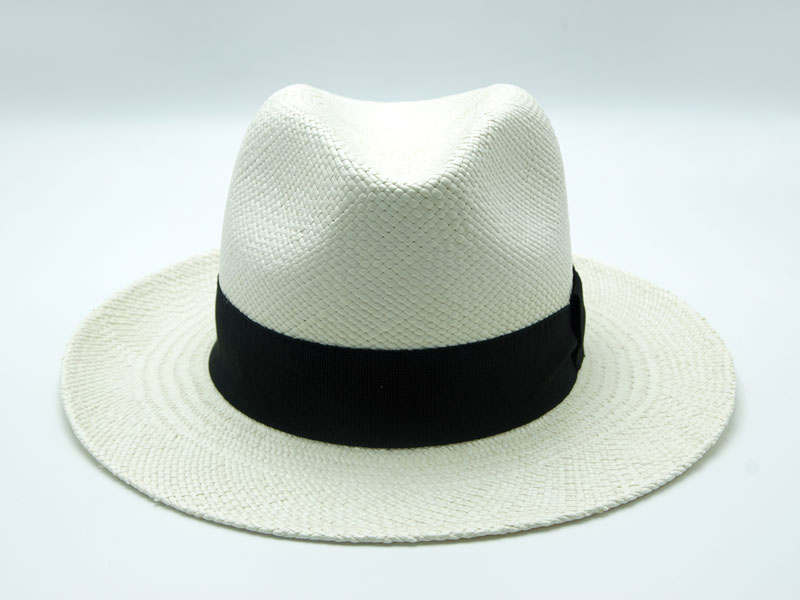 Cappello Panama bianco unisex con nastro nero in lino