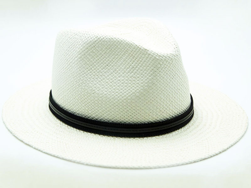 Cappello Panama bianco unisex con cinturino nero